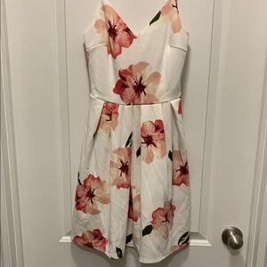 Floral White and Pink Dress